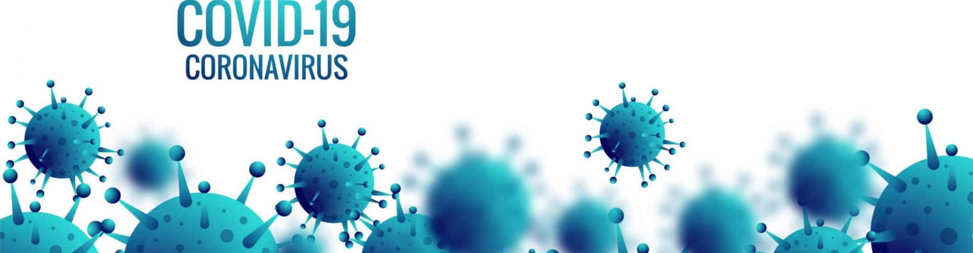 Coronavirus microbe cells in infected covid-19 banner design