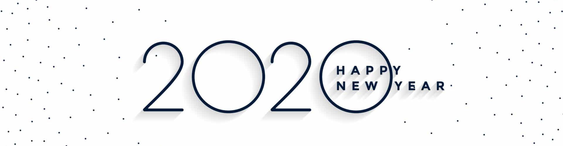 clean minimal 2020 happy new year white banner design