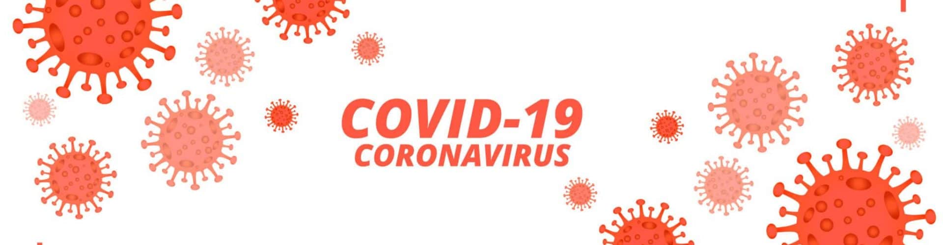 covid-19 novel coronavirus banner with microscopic viruses